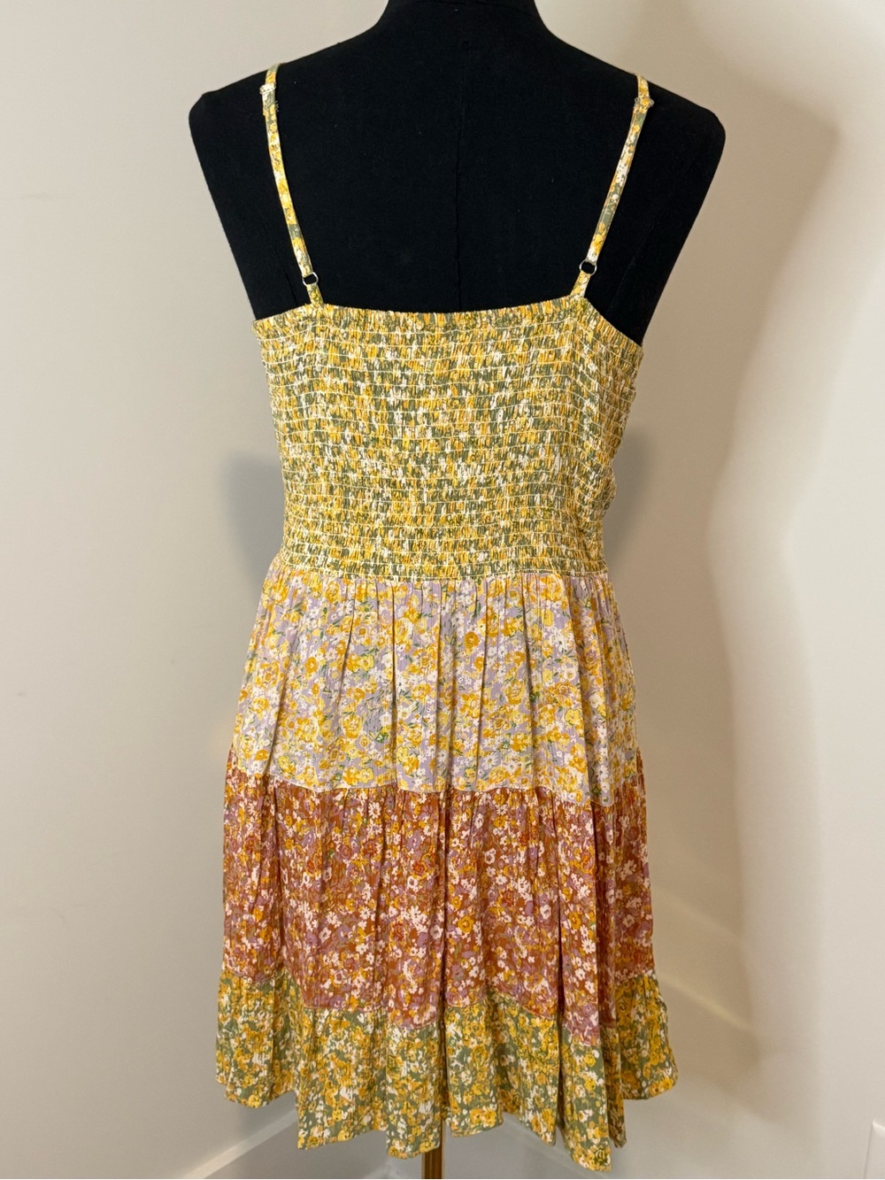 ANGIE - Floral Twist-Front Spaghetti Strap Dress in Yellow Multi - Picture 3 of 6